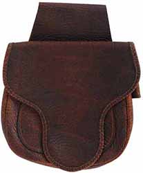 Belt bag, elk tanned leather,
8" by 7", beaver tail flap